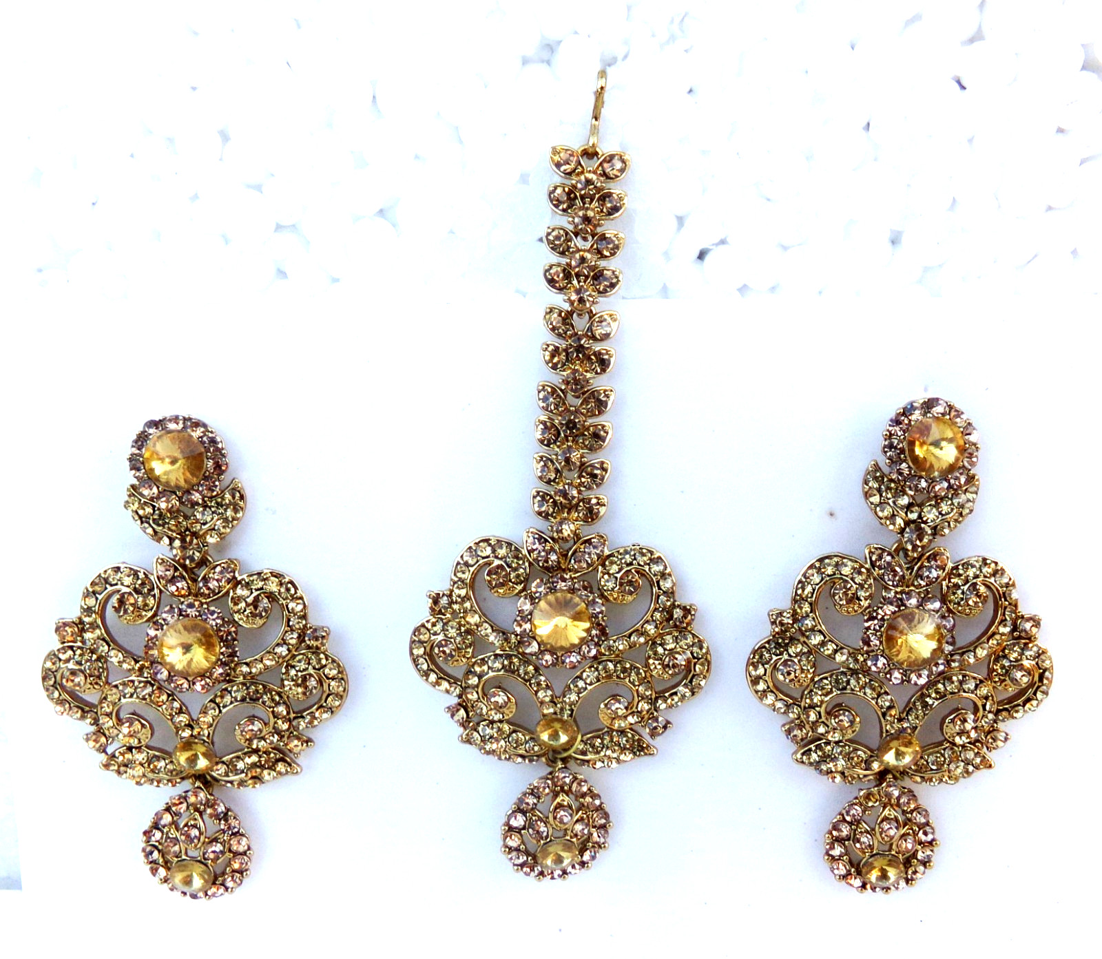 Indian Bollywood Women Tikka Earrings Traditional Set Ethnic Gold Plated Jewelry