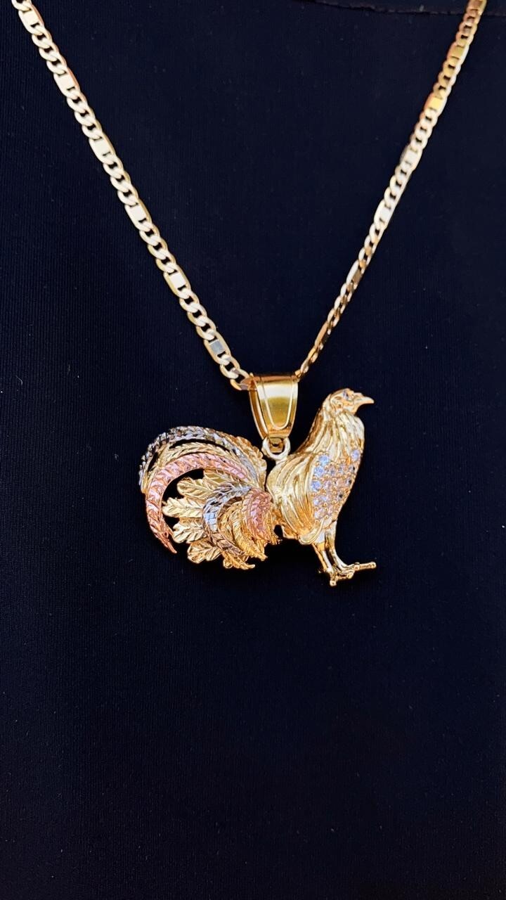 14K Gold Filled Chicken Rooster Necklace 24″ Valentino Figaro Chain Mens Adults