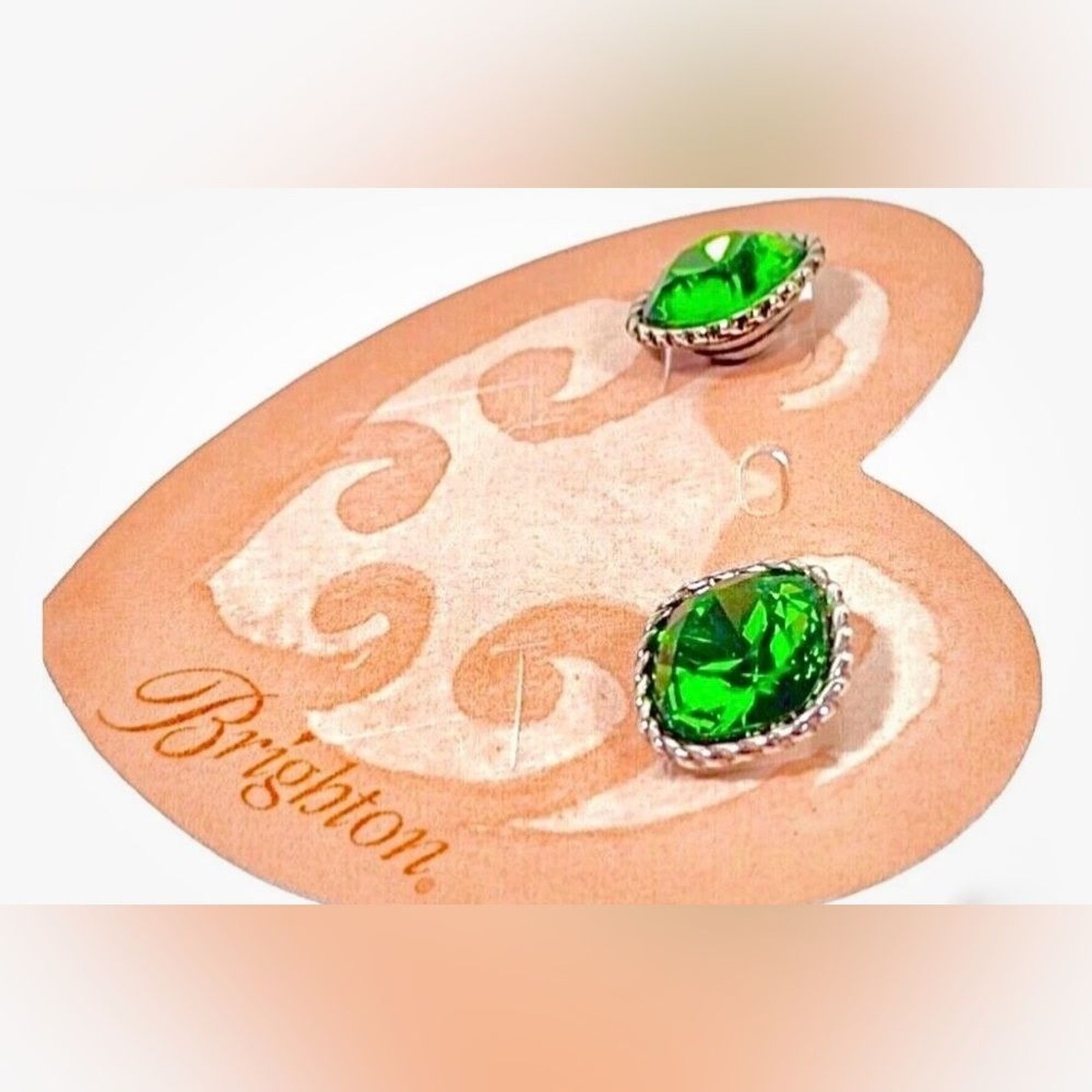 BRIGHTON Sparkleville Post Earring in Vibrant Green & Silver VINTAGE EUC