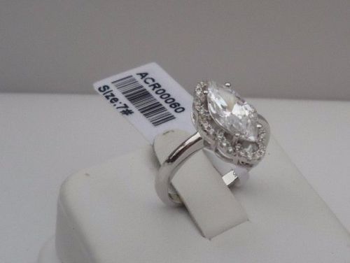 MARQUISE CENTER BRIDAL RING W/ 3 CTS LAB CREATED ACCENT / 925 STERLING SILVER