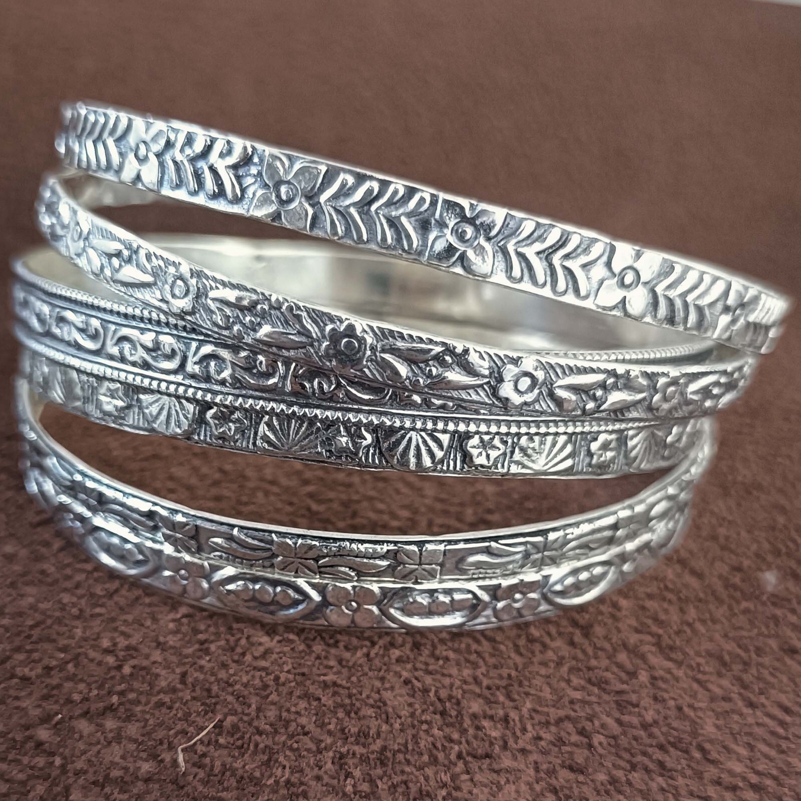 Thick West Indian Set of 6 Handmade Bangle Solid925 Sterling Silver ,AK121555