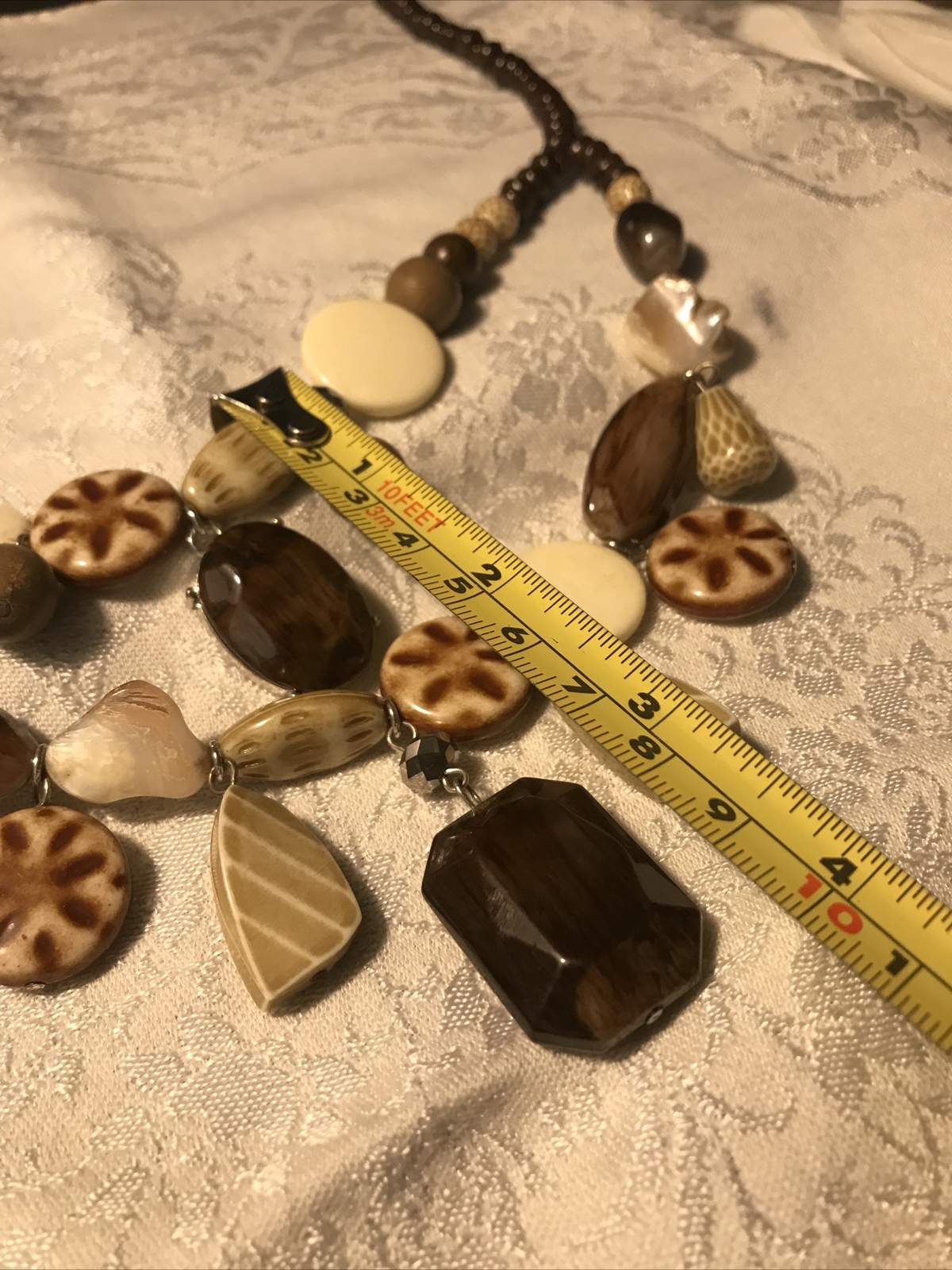 Bohemian Layered Beaded Necklace Pendant Ethnic Faux Wooden Retro Jewelry