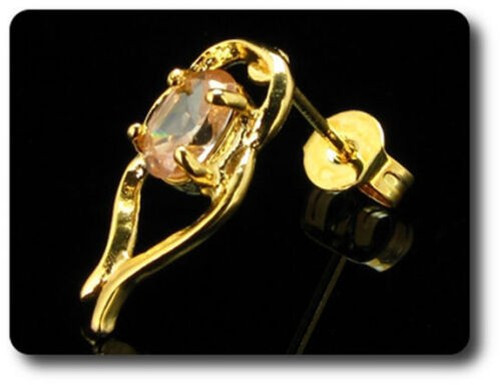 Earrings Orange Sapphire 0 3/32×0 9/32in Gold Plated 18, K