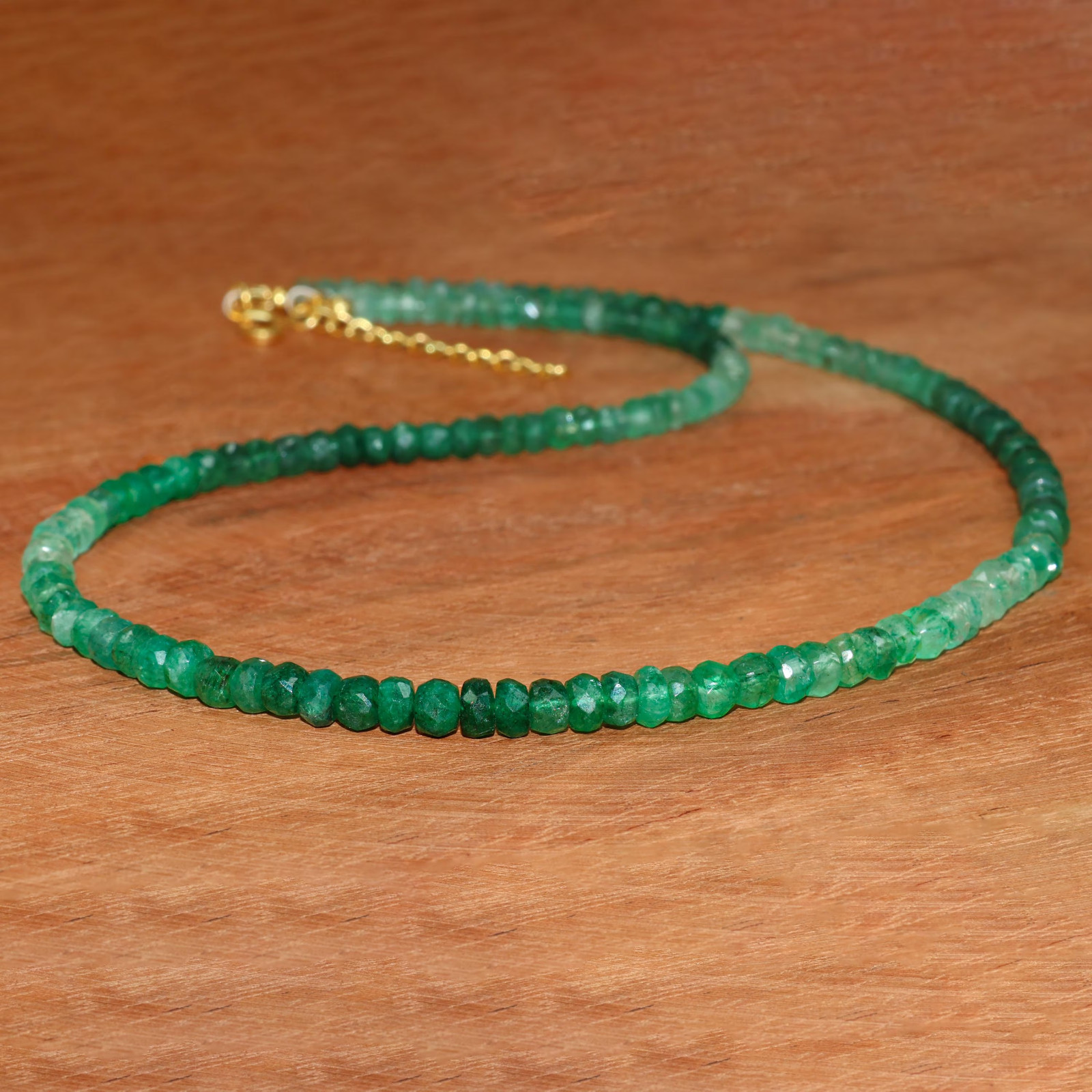 Genuine Faceted Emerald Gemstone Beads Necklace, Green Emerald Beaded Necklace