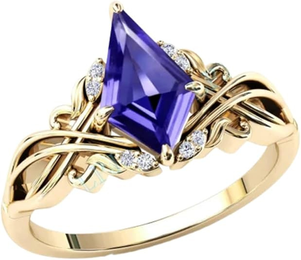 2carat Womens Engagement Ring,Kite Cut Tanzanite Gemstone Wedding Ring for Women