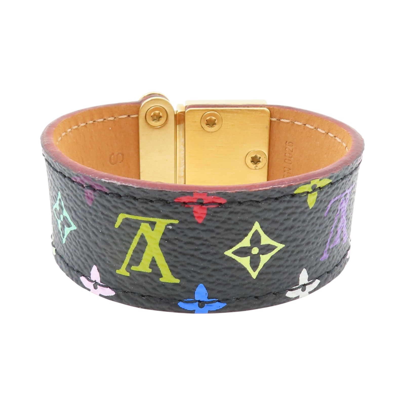 LOUIS VUITTON Murakami Monogram Multicolore Bracelet PVC Canvas Black M65347