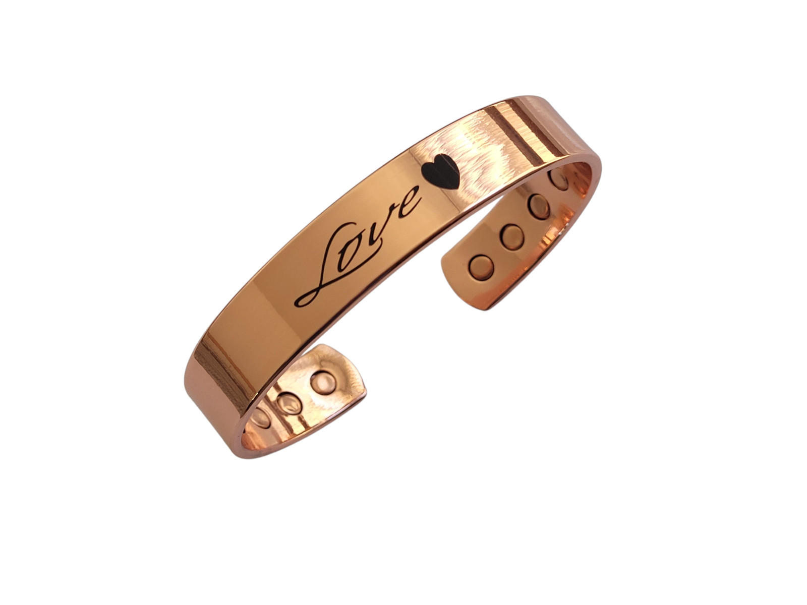 Pure Solid Copper Magnetic Bracelet Arthritis Pain Therapy Energy 12mm Cuff LOVE