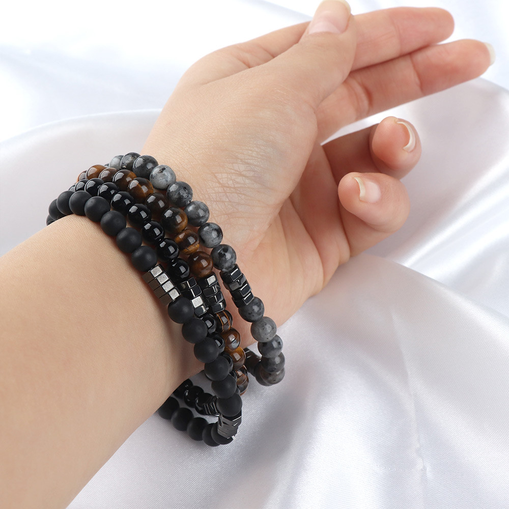 Geometric Beaded Men Bracelets Simple Fashion 6mm Stone Bangles Jewelry Bracelet