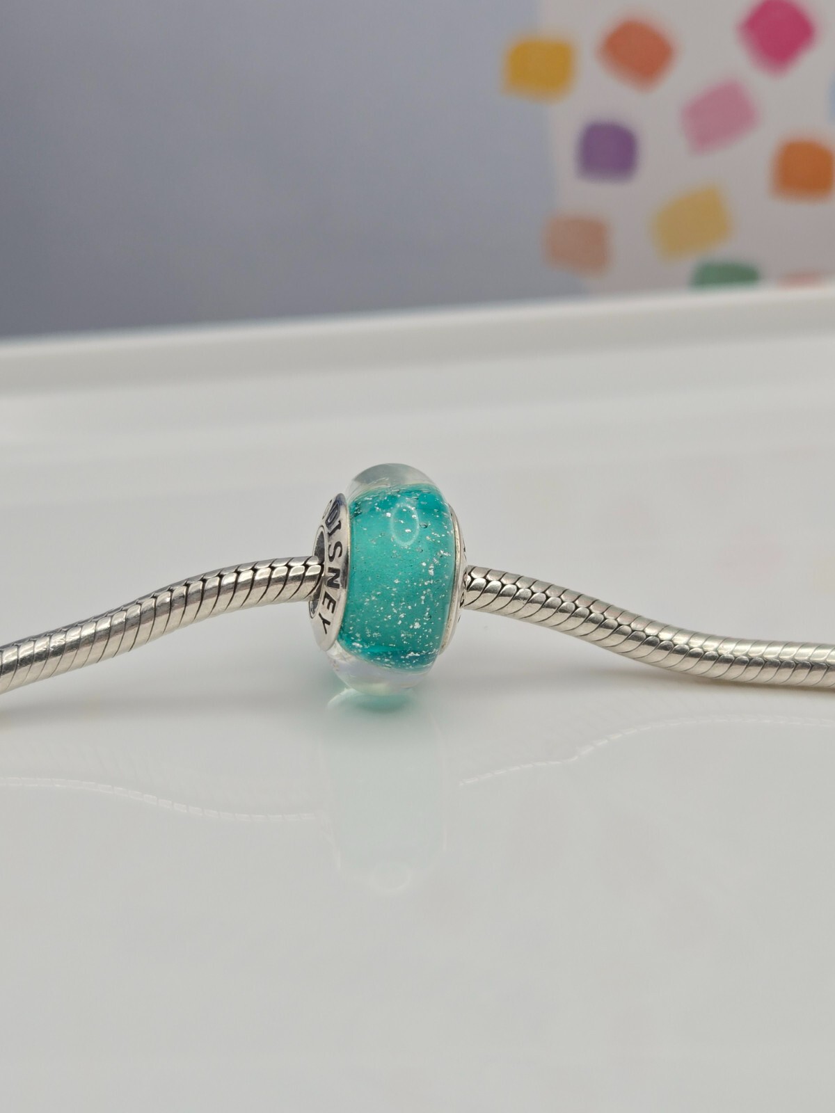 Authentic Pandora Disney Ariel’s Silver Signature Color Murano glass Charm