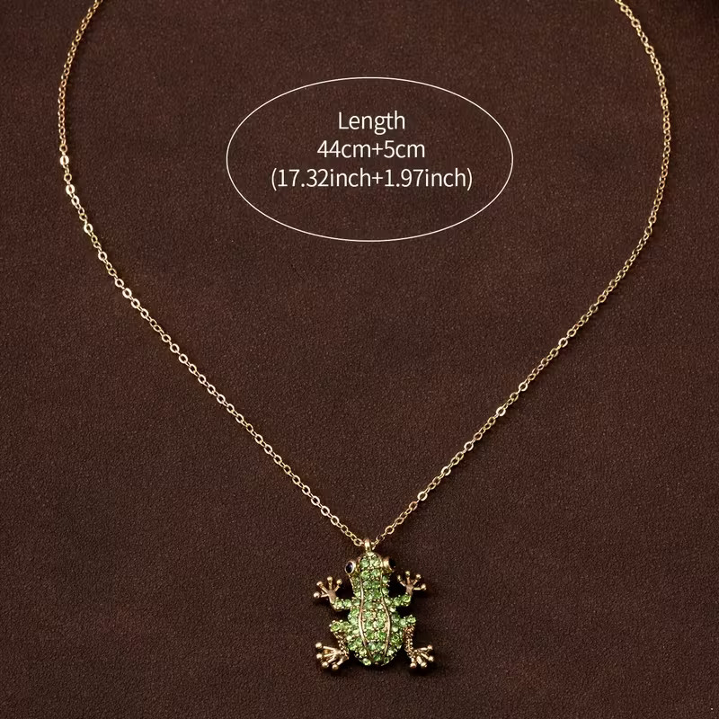 Frog Jeweled Necklace Jewelry Nature Amphibian Animal Pendant