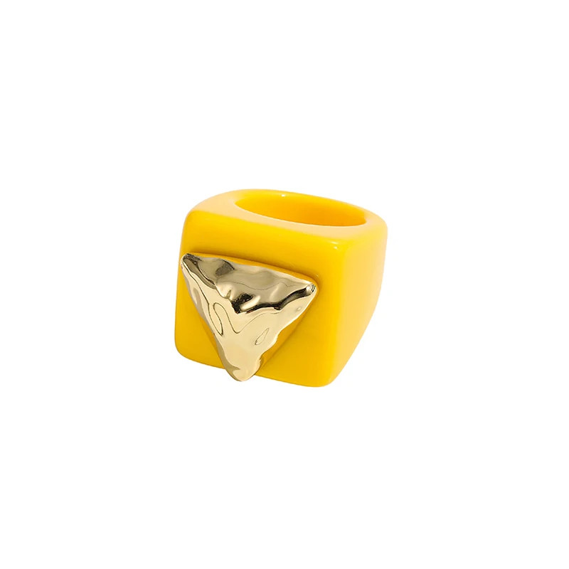 Resin Chunky Ring Geometric Square Round Knuckle Bold Band Women Jewelry