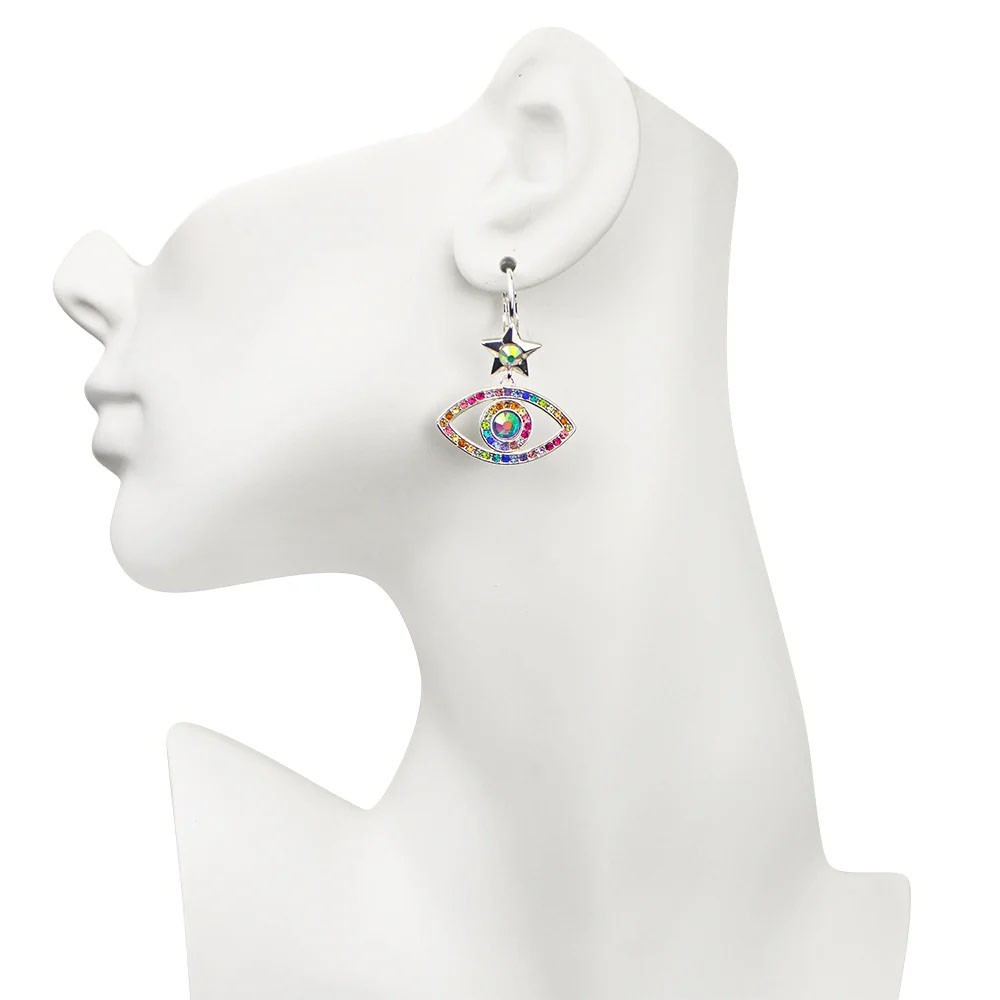Kirks Folly Angel Eye Leverback Earrings sterling silvertone