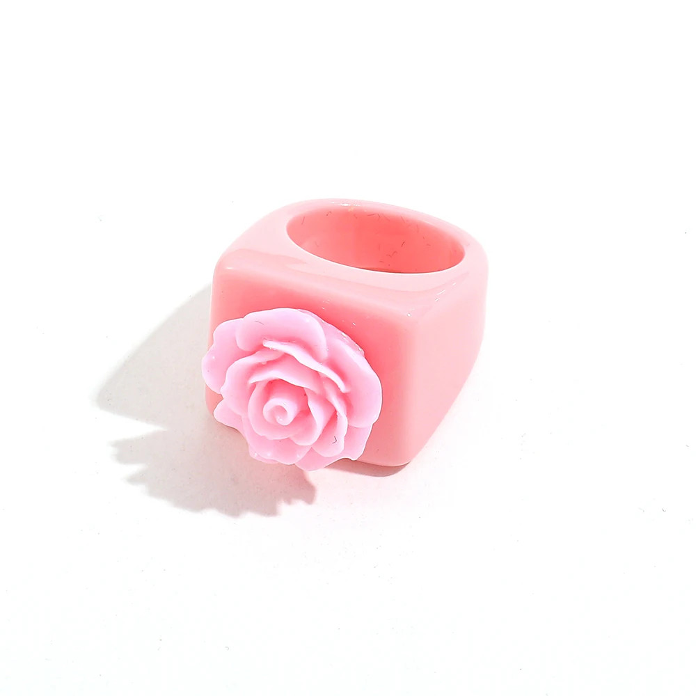 Resin Chunky Ring Geometric Square Round Knuckle Bold Band Women Jewelry