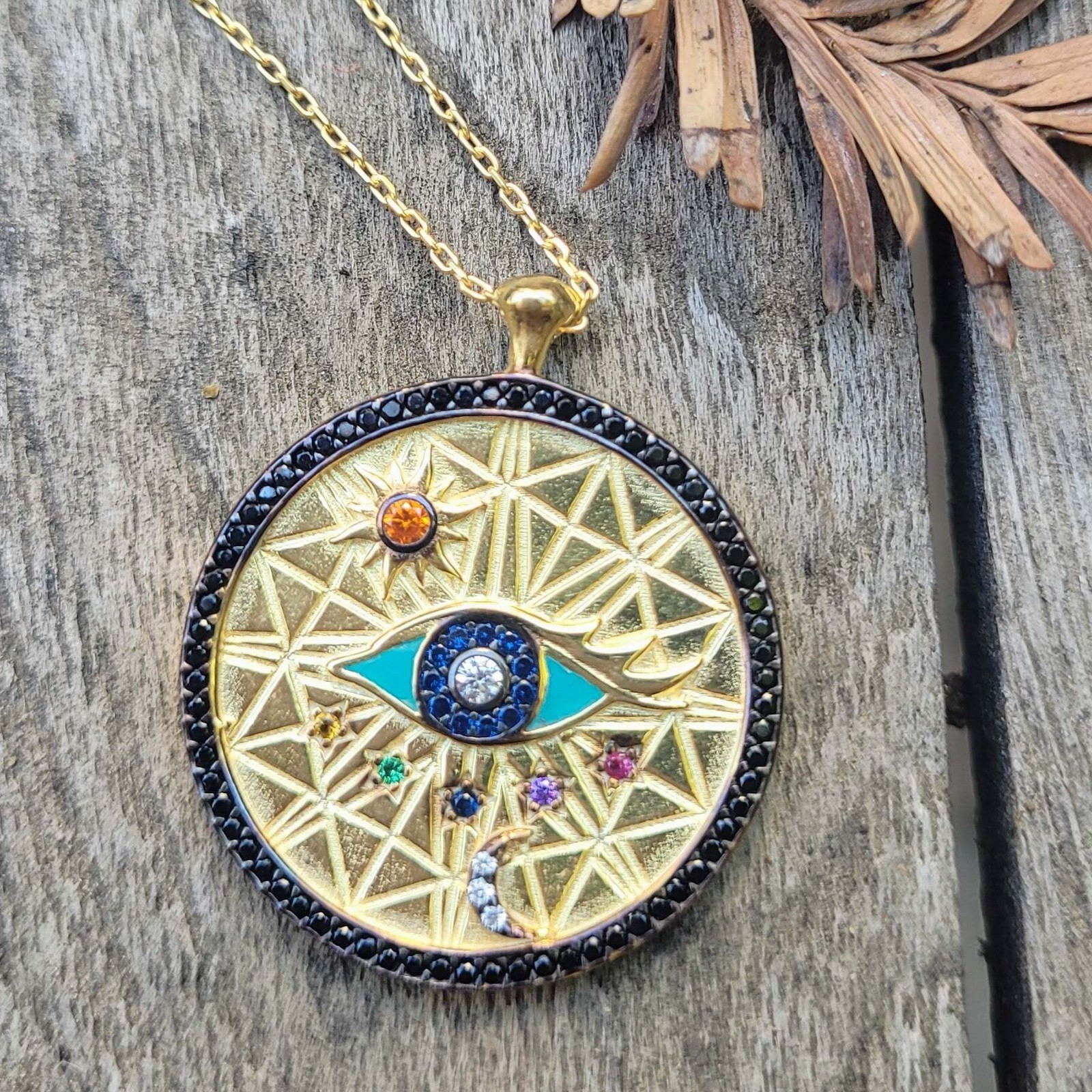 Sterling Silver 925 Evil Eye Universe Pendant Necklace Protection