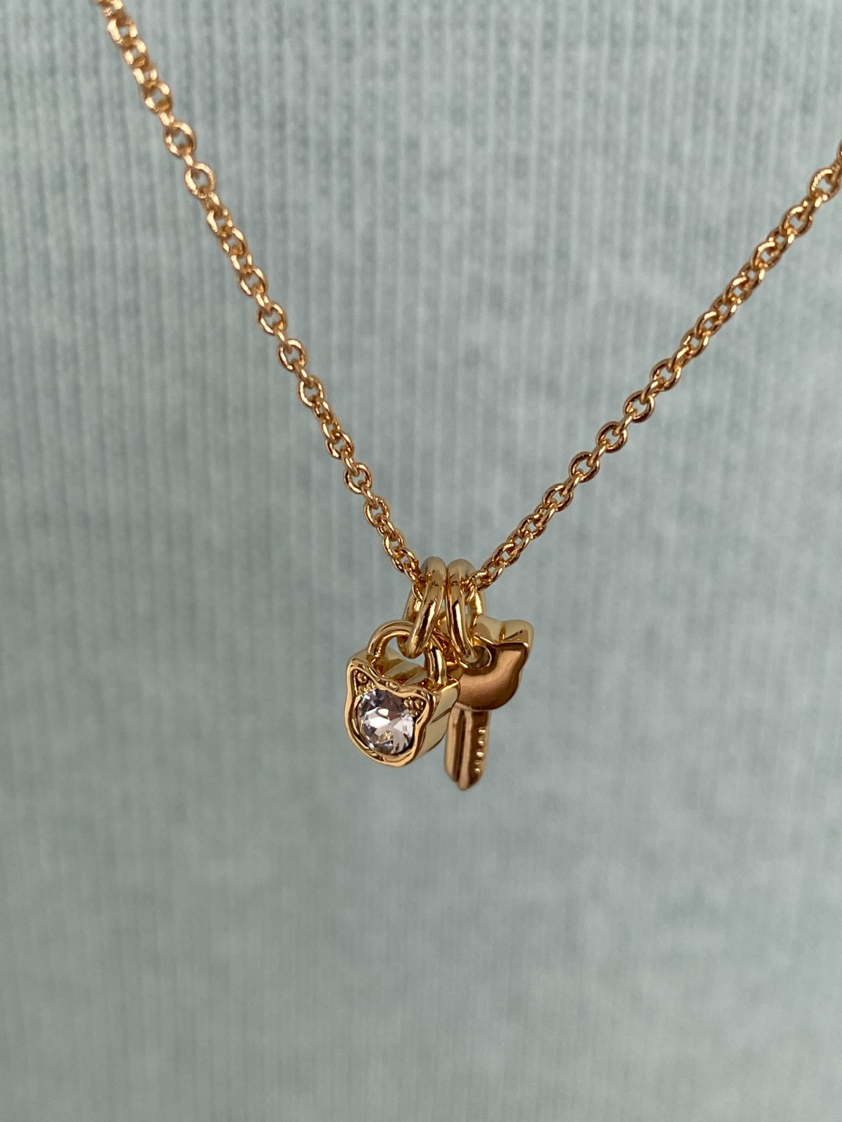 Karl Lagerfeld Mini Choupette Lock & Key Charm Necklace w/Crystal from Swarovski