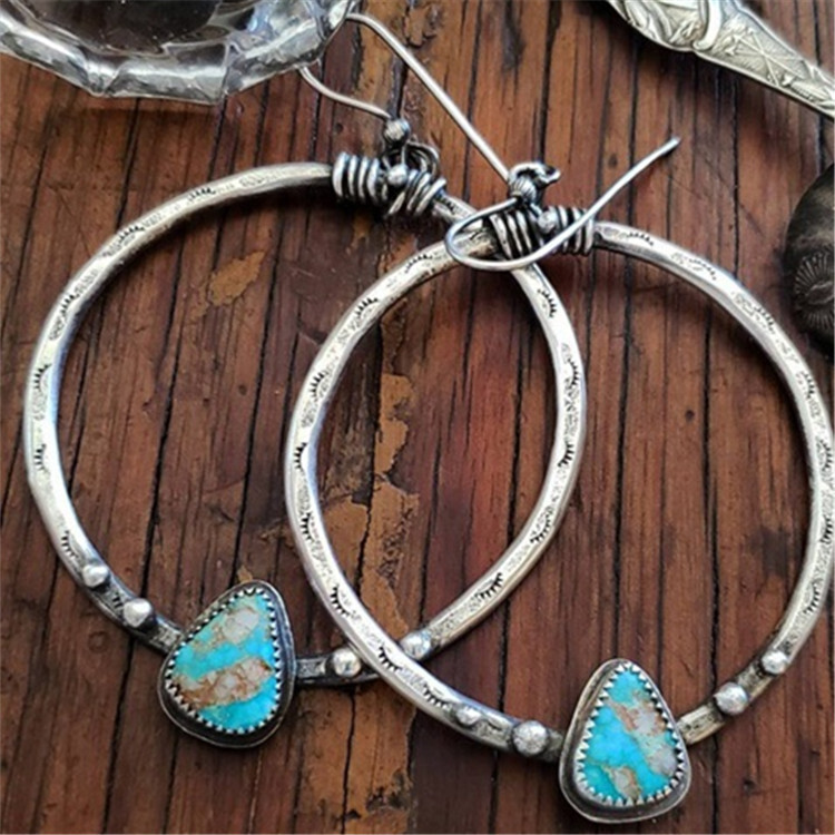 Alloy Turquoise Natural Wood Vintage Turquoise Earrings