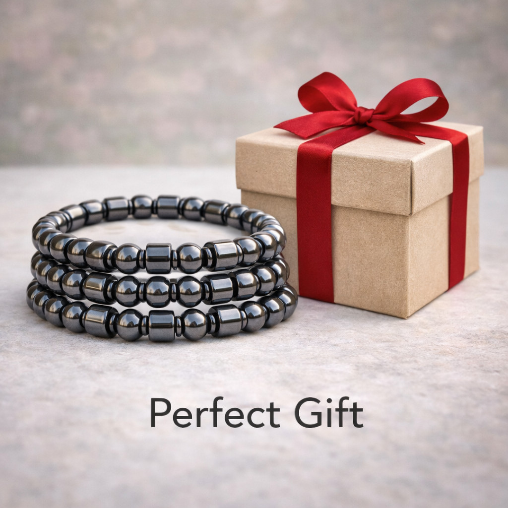 3 Pcs Magnetic Therapy Weight Loss Hematite Stone Beads Bracelet Jewelry