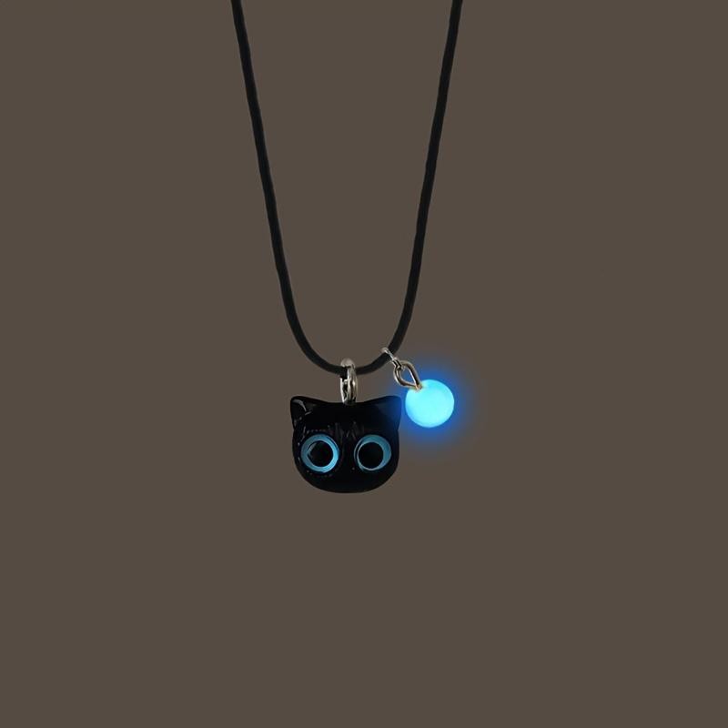 Gothic Black Cat Pendant Necklace Women Resin 3d Kitten Choker Jewelry Gift