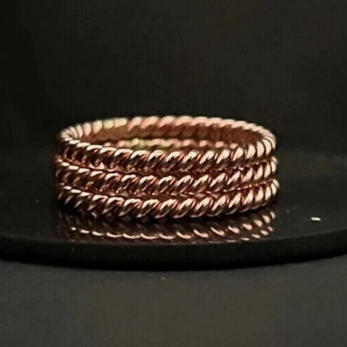 Solid Pure Copper Minimalist Healing Ring, Handmade, Unisex, 3 Pc Tensor Rings