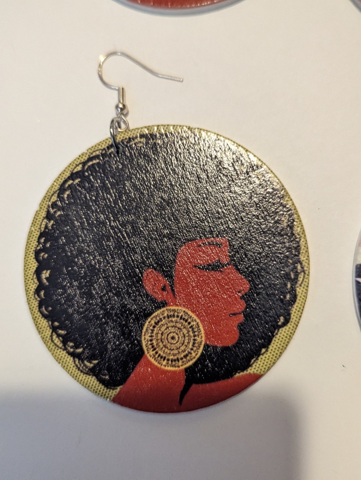 Multicolor Round Art Graphic Print Dangle-Drop Hook Earrings, 2-Pair Lot