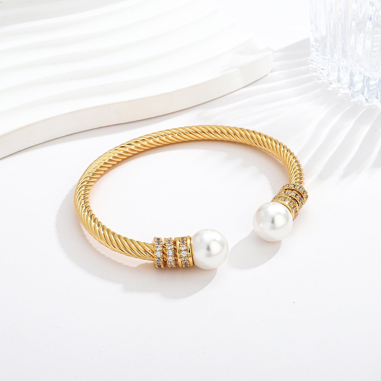 Gold Cable Wire Cuff Bracelet for Stainless Steel Open Cuff Bangle Bracelets .
