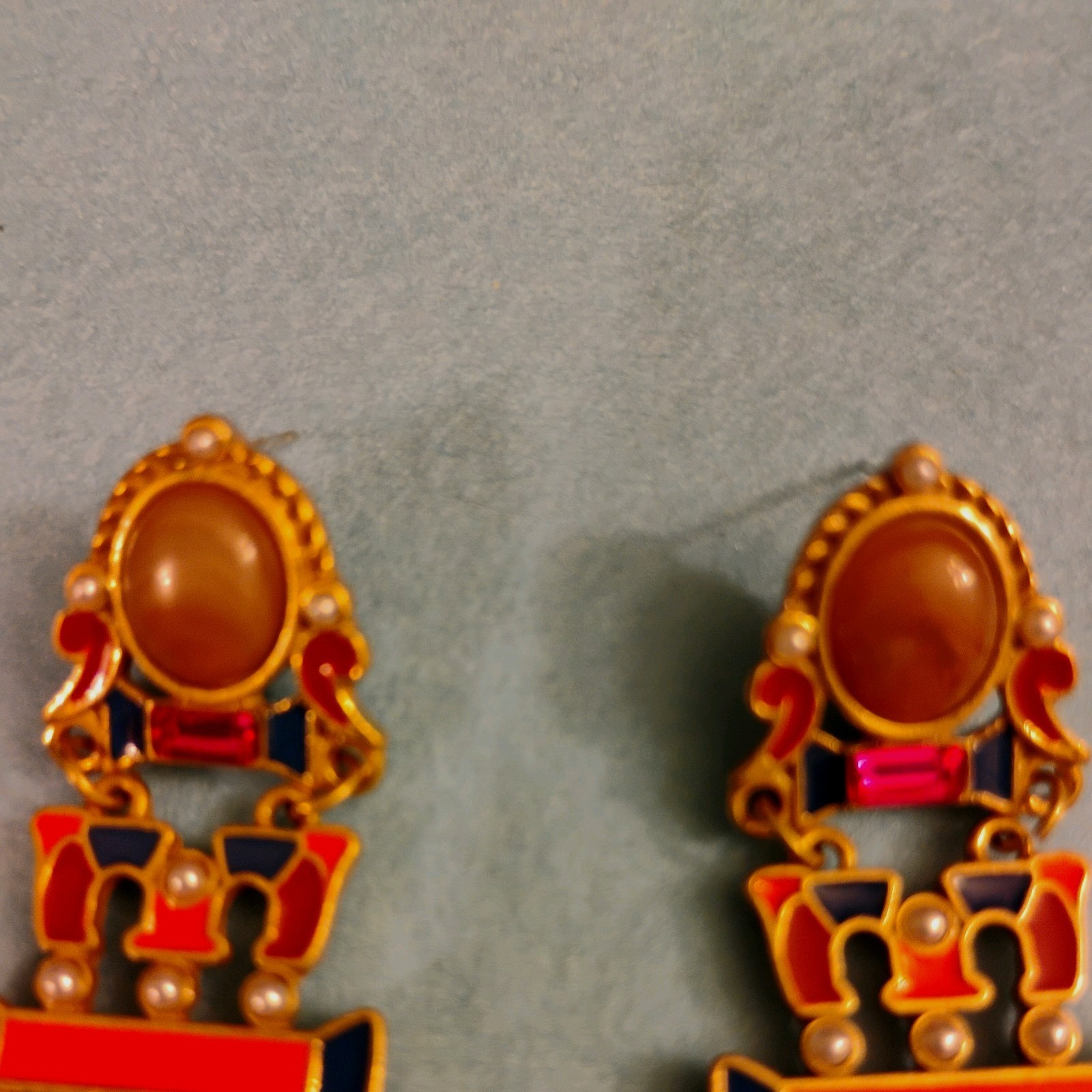 Vintage Virgin Mary Statement Earrings 3 inches long. Very Good Condition