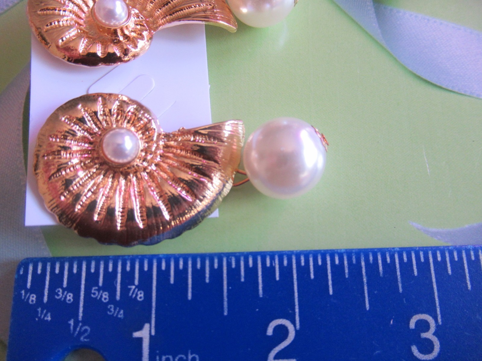 Beautiful Seashell Golden Scallop or Spiral Earrings Statement Dangle Earrings N