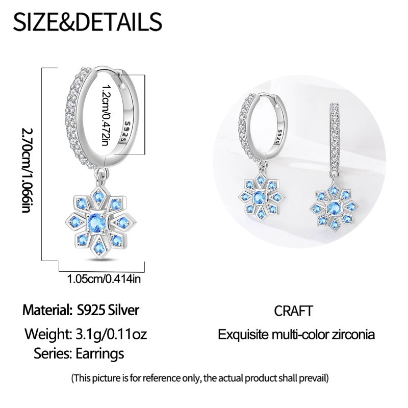 PANDACH 925 Sterling Silver FFashion Frost Crystal Drop Earrings For Women Girls
