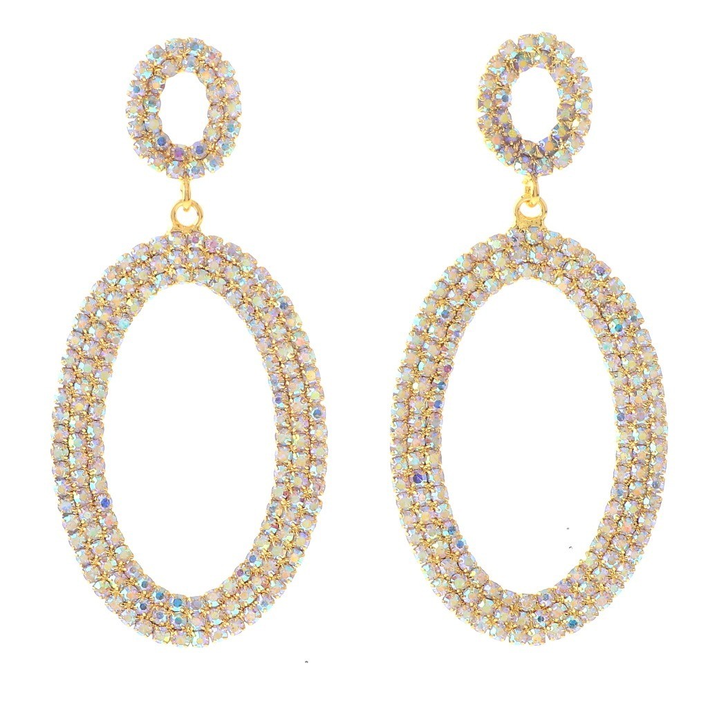 Gold Tone Metal Post Earrings with Rhinestone ESE6645-GAB