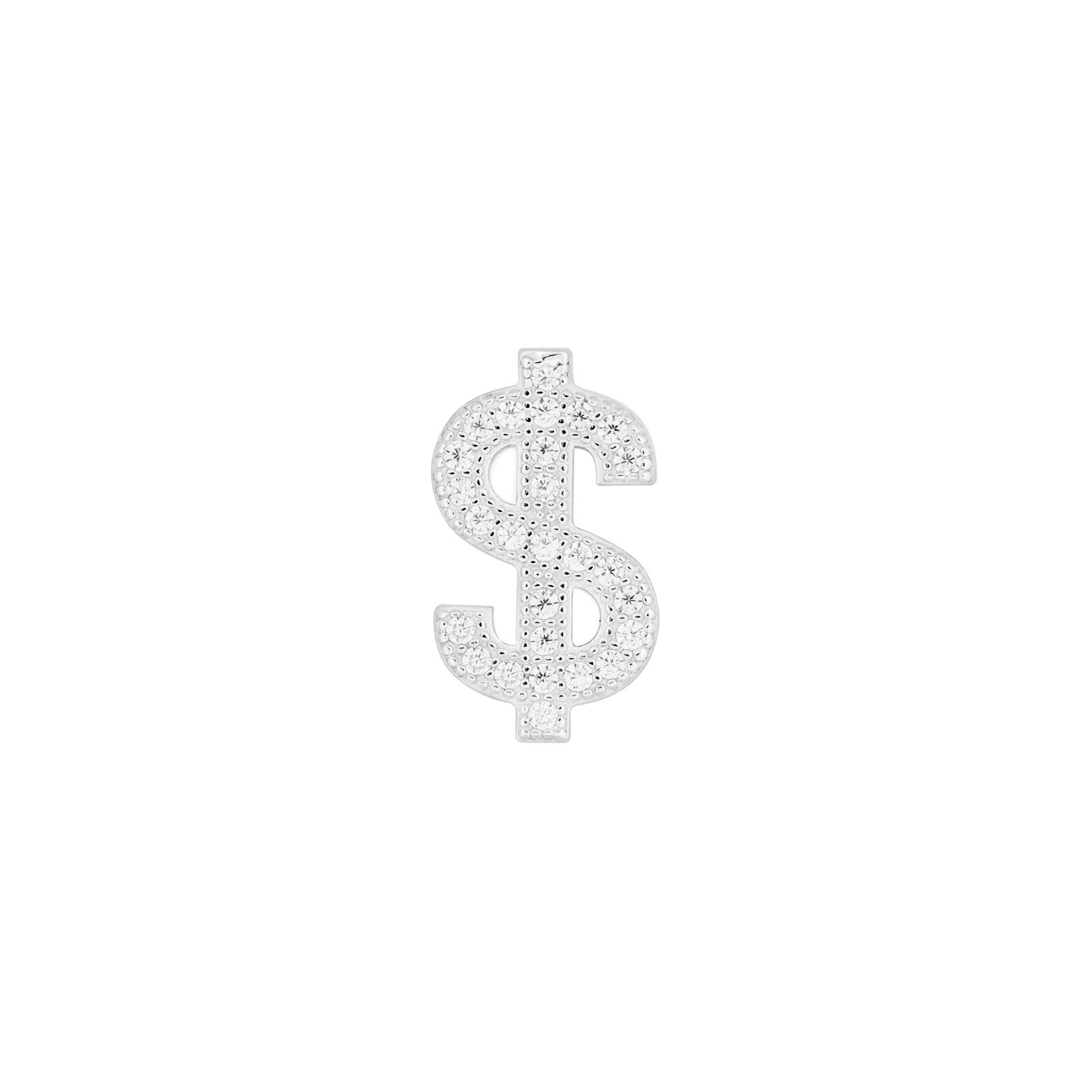 Real 925 Sterling Silver Dollar Sign Earrings for Men, Women Money Shape CZ