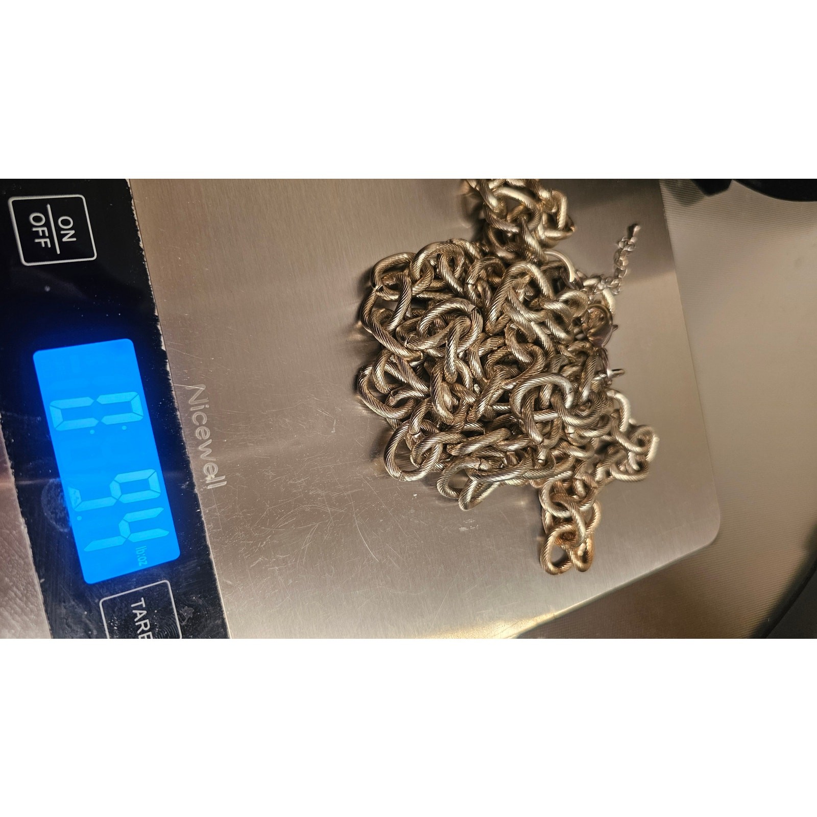 Heavy Three Chain Necklace in Light Gold Tone With NO PLASTIC