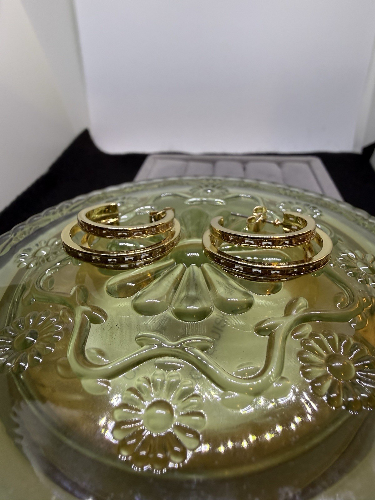 Simulated Diamond Hoop Earrings In Goldtone 1.00 Carat, 1 Inch
