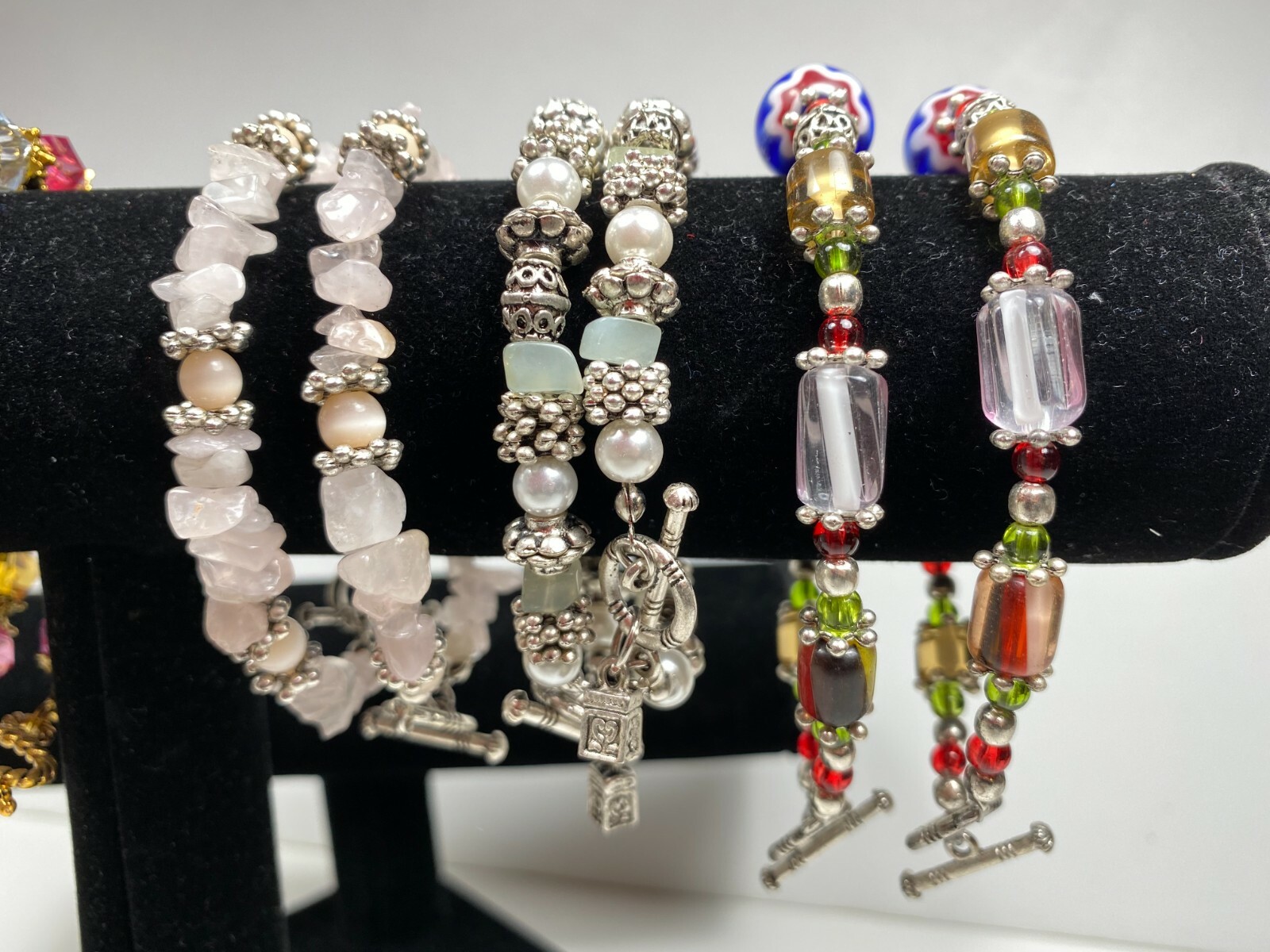 Colorful Bracelets Wholesale Lot of 12 RAINBOW Pink Beaded Toggle Bracelet