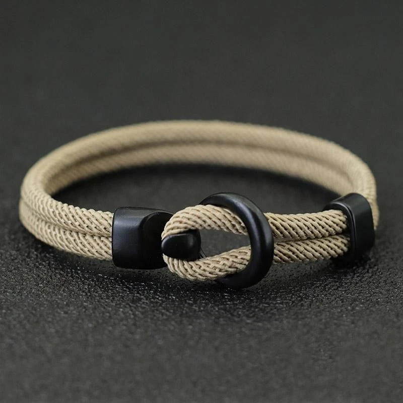 Fashion Men Paracord Rope Bracelet 2 Layer Outdoor Camping Survival Gift for Him