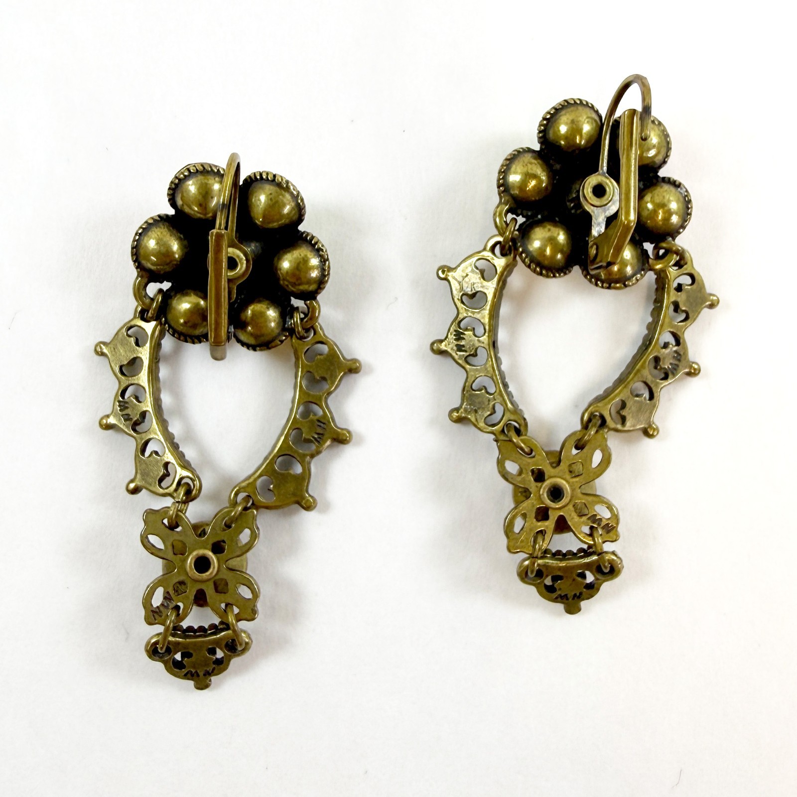 Michal Negrin Red Multicolor Crystal Chandelier Earrings Floral Filigree RARE