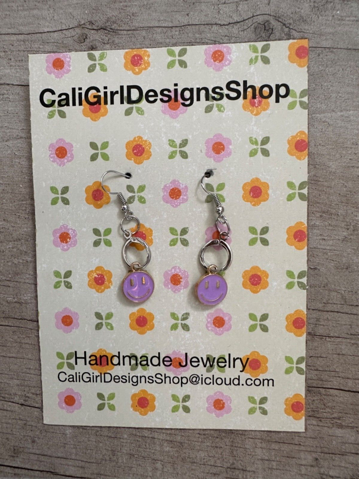 Smiley Face Earrings Pink Charm Holder Costume Jewelry Fashion Jewelry