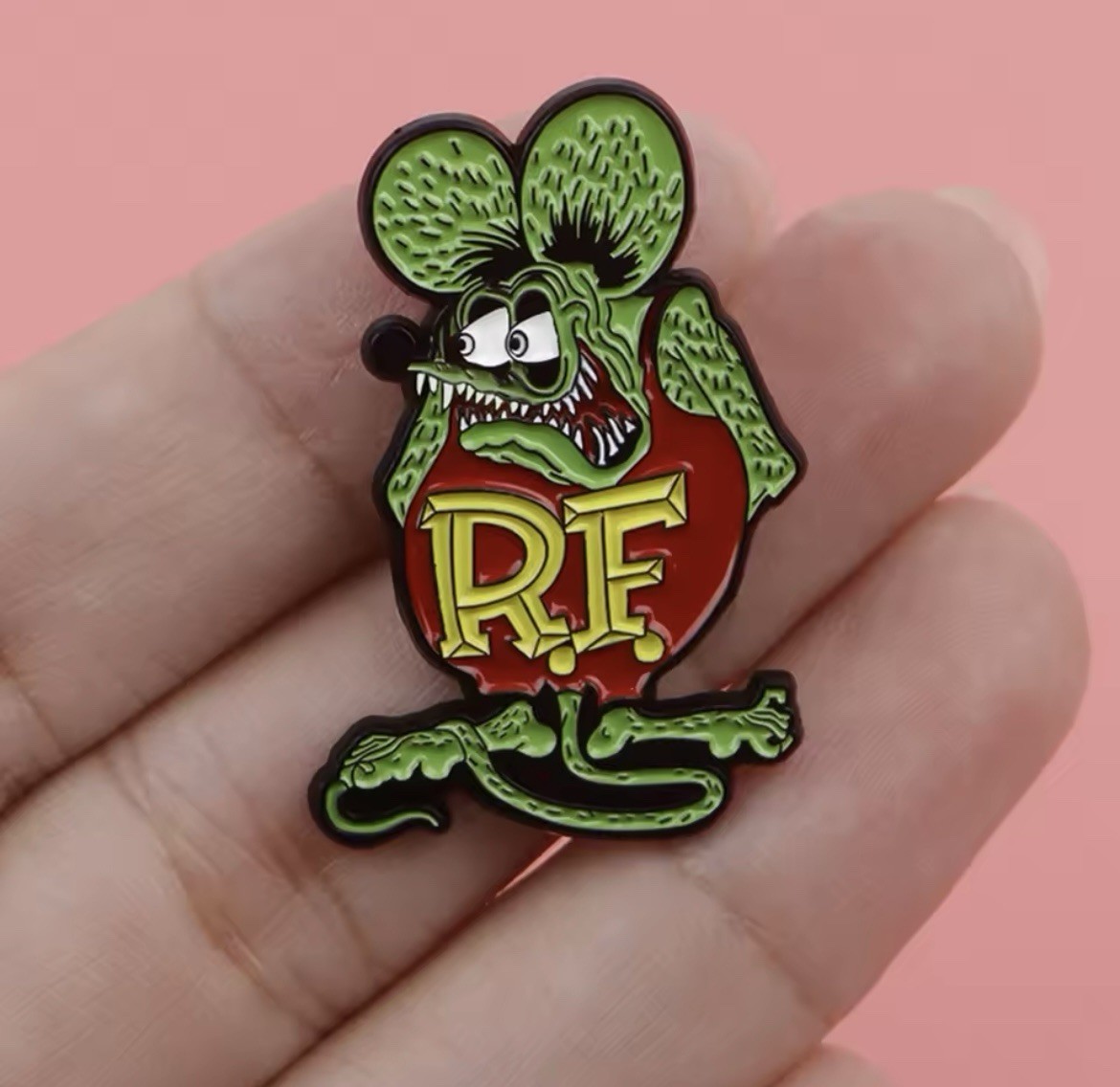 Rat Fink Hot Rod Style 1pc Pin Rubber Pin Backer Rat Fink Fun Pin Brooch Enamel