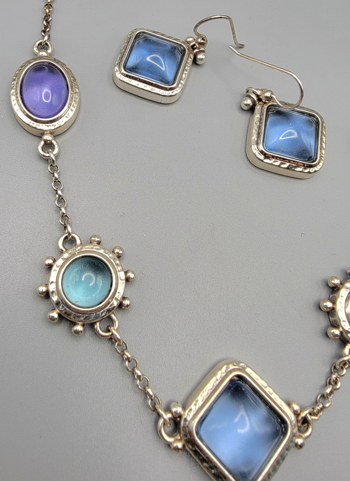 Brighton Jules Short Necklace Hinged Earrings Set Roman Artifacts Design