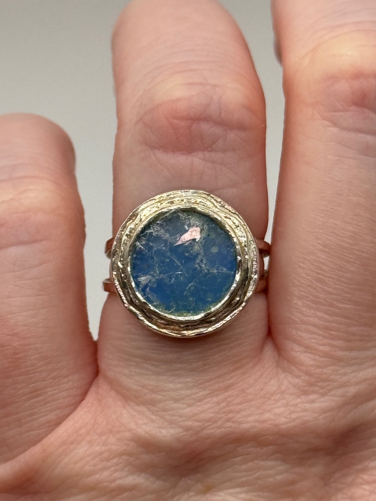 Luli Hamersztein Sterling Silver Roman Glass Ring Size 7
