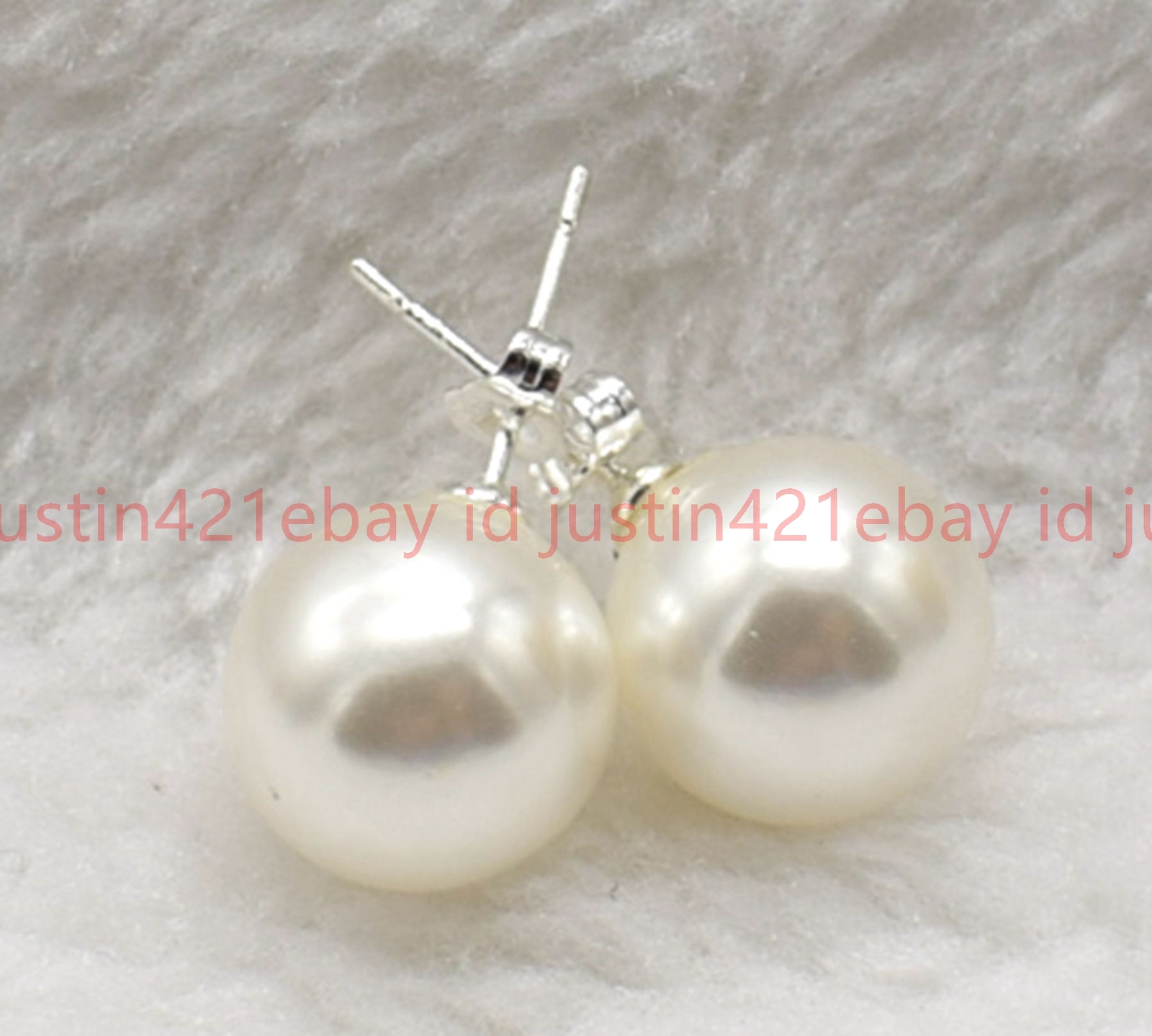 8/10/12/14mm Natural Multicolor Round Shell Pearl Beads 925 Silver Stud Earrings
