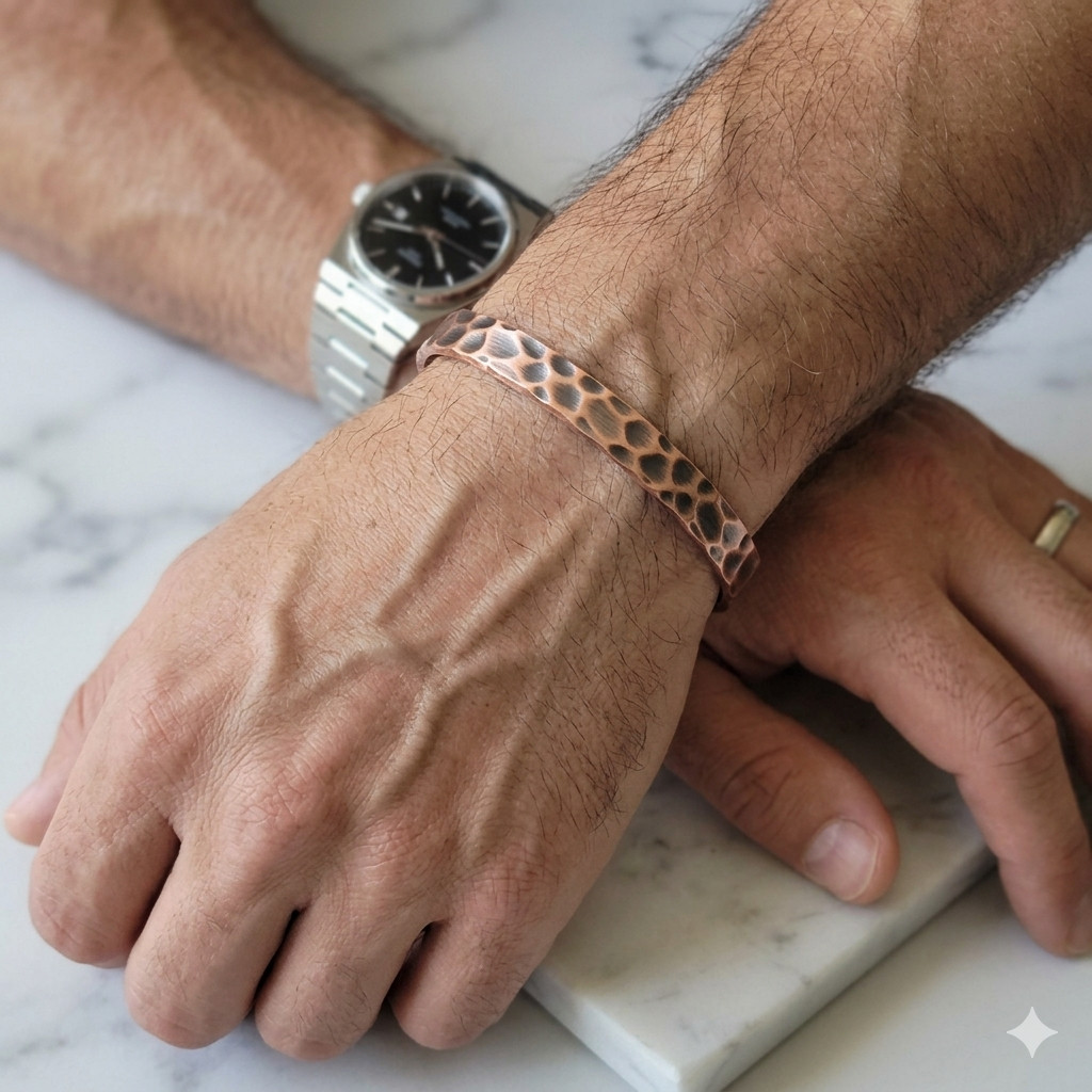 Pure Copper Magnetic Bracelet Arthritis Pain Therapy Men Women Cuff Hammered