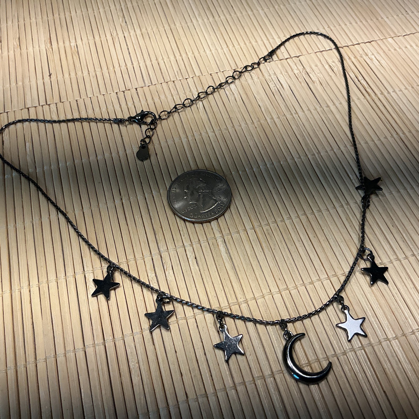 Fashion Necklace Gunmetal Celestial Stars Half Moon Metal Choker Lot 103D