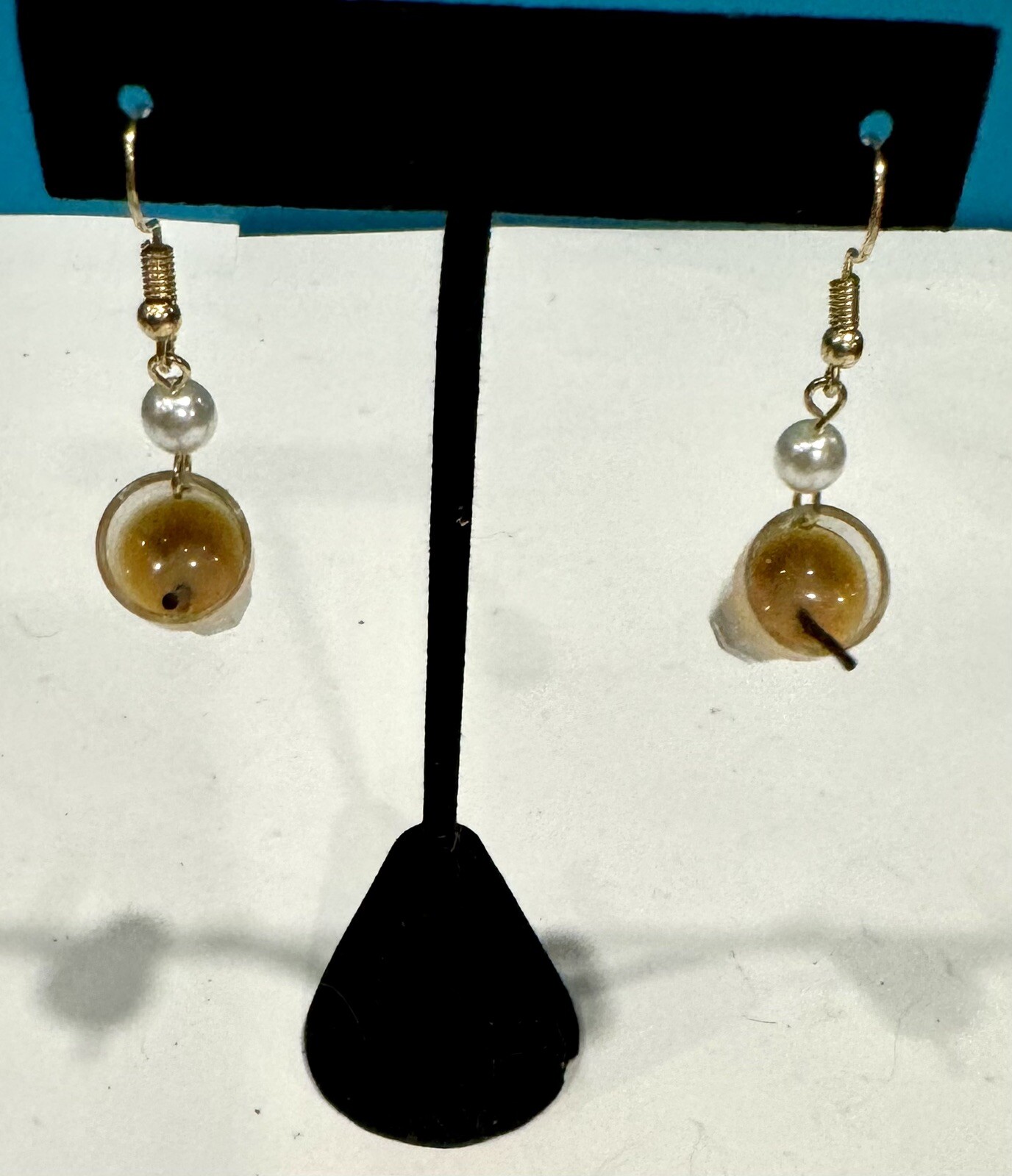 Brown Sugar Milk Boba Tea Bubble Tea Silver Fishhook Earrings
