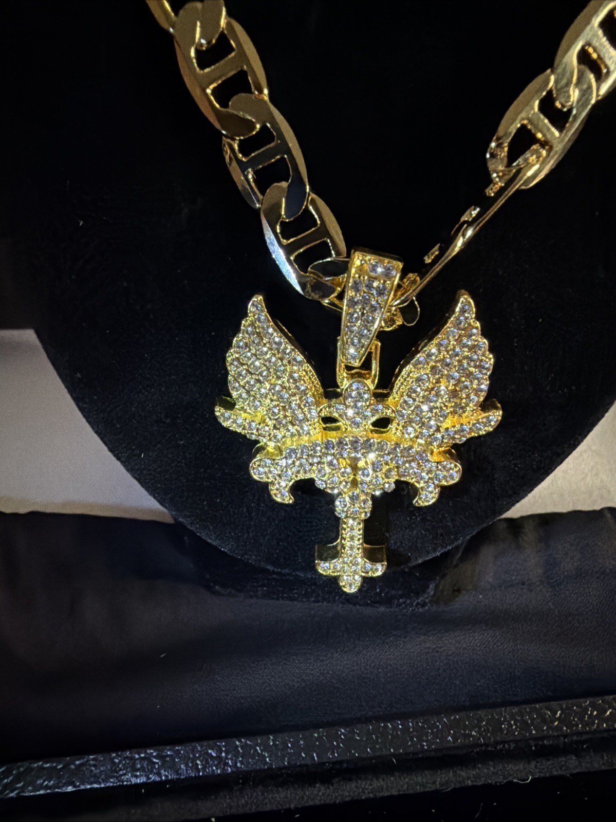 14K Gold-Filled Mariner Link Chain with VVS1 CZ Angel Pendant