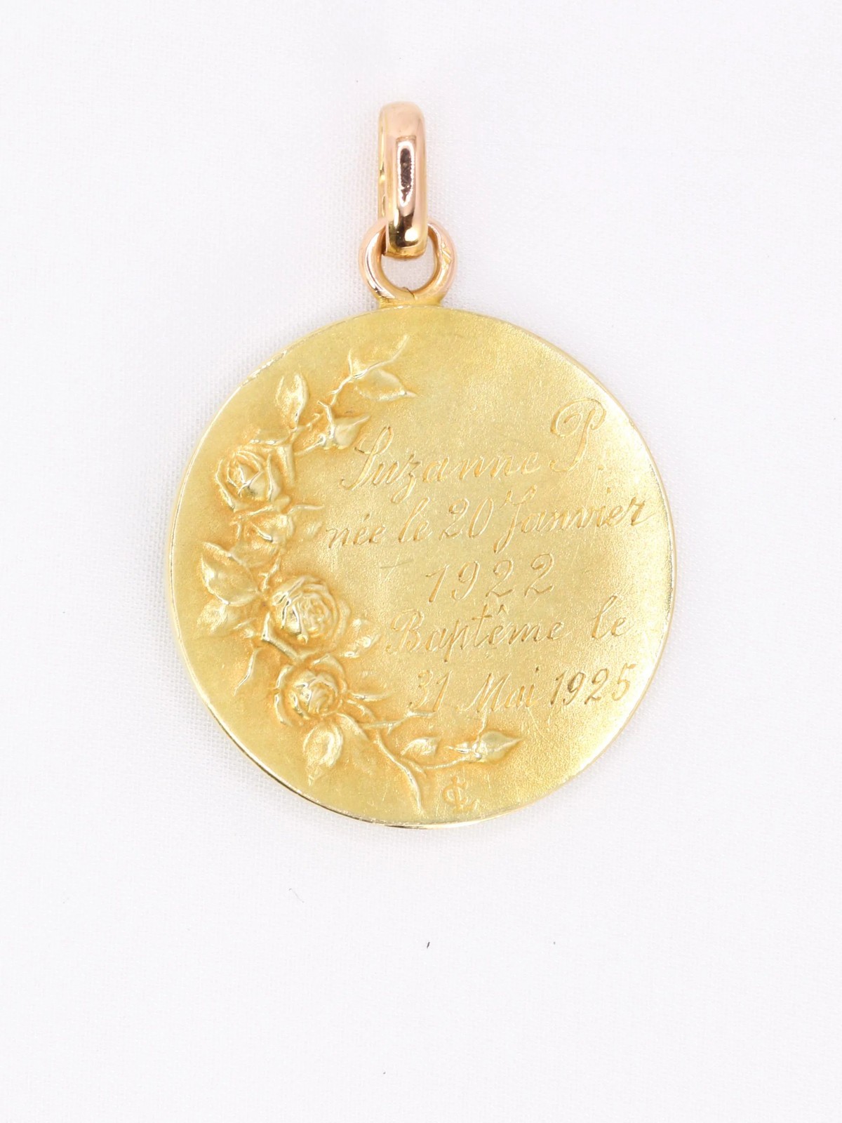 DROPSY Art Nouveau Sancta Maria medal in yellow gold