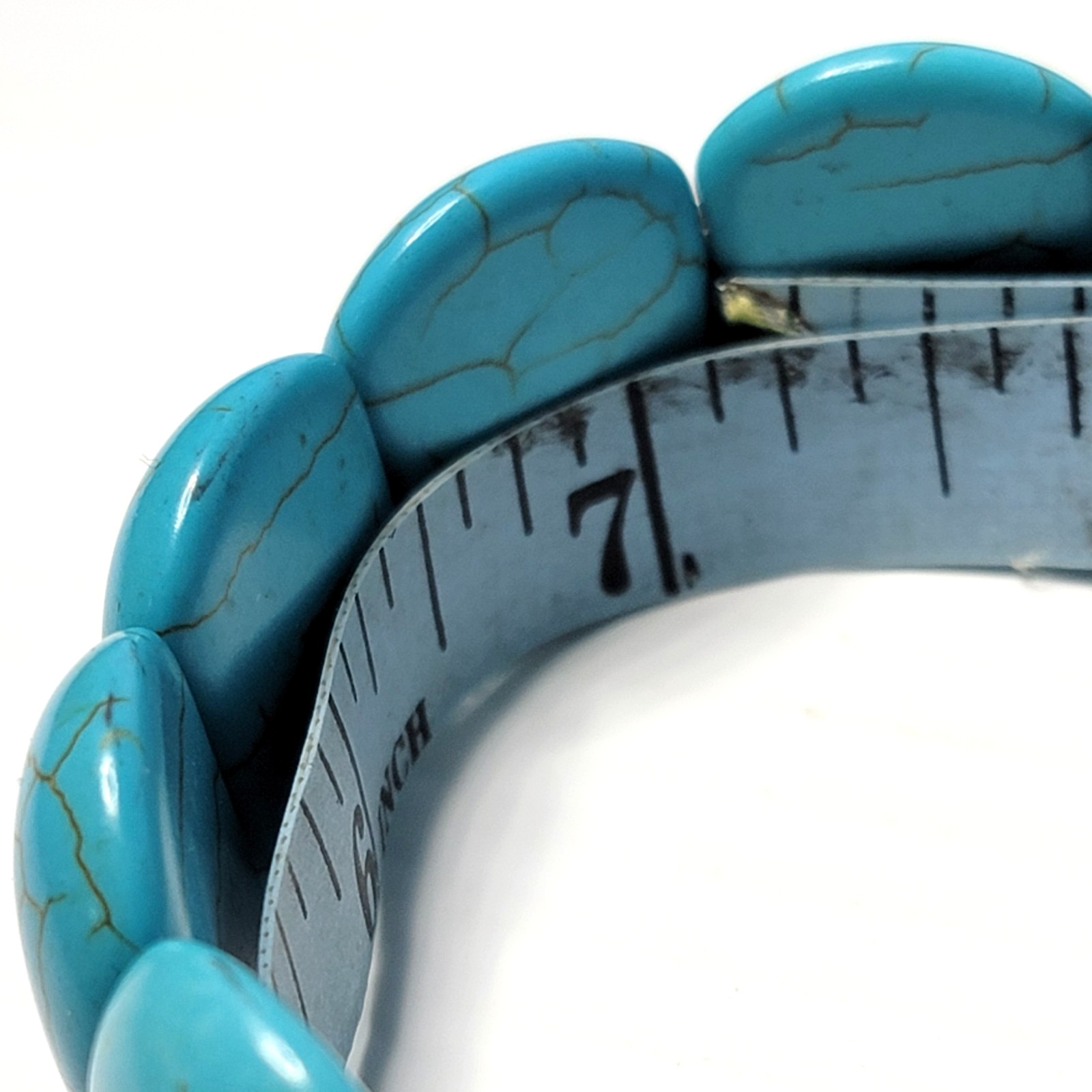 Bohemian Blue Faux Turquoise Beaded Stretch Bracelet 7 Inch Stacking Layering