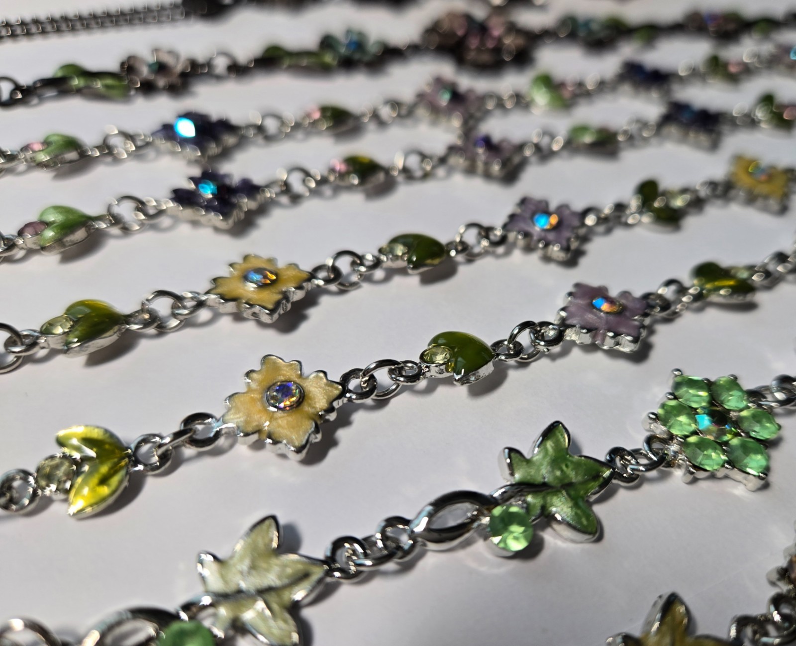 Wholesale Bracelets Lot of 12 Rhinestone Butterfly Flower Lobster Clasp Bracelet