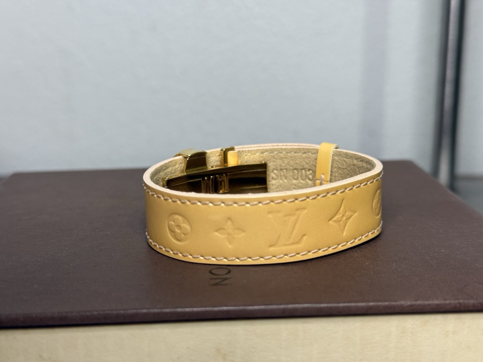 Louis Vuitton Beige Vernis Leather Bracelet Bangle Cuff