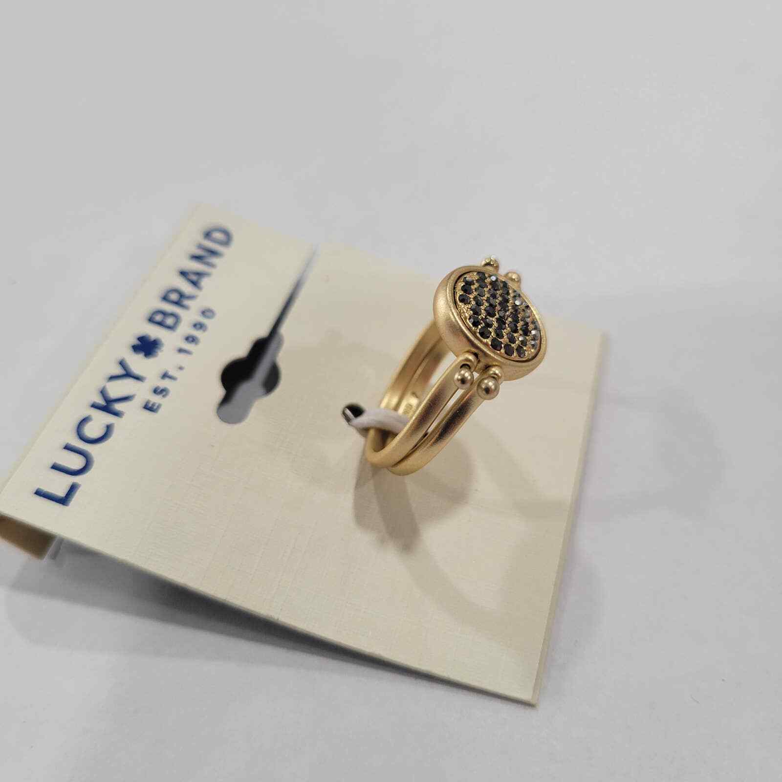 Lucky Brand Gold-Tone Pave Circle Statement Ring NWT Size 7