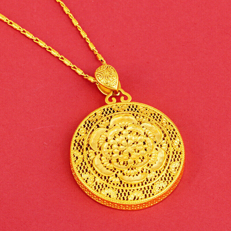 Lady’s handmade 22K 24K Thai Baht Yellow Gold GP Filled Necklace Jewelry
